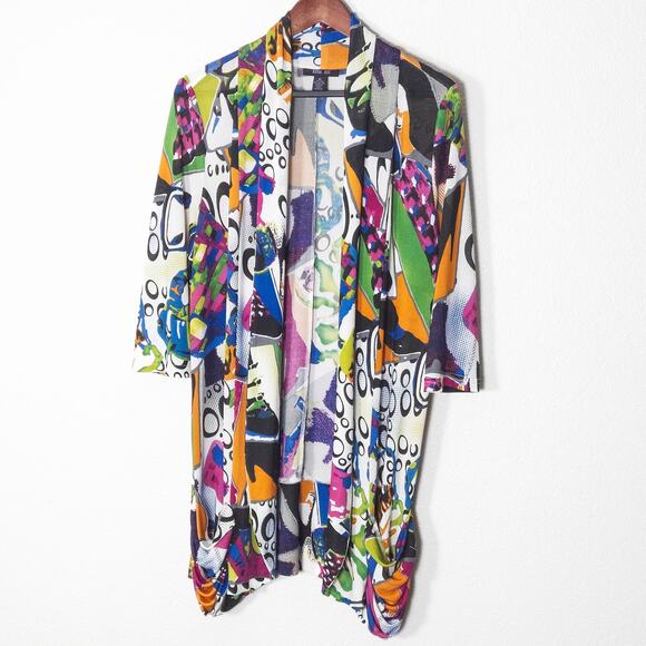 Anna Sui Sweaters - Anna Sui Silk Blend Abstract Print Cardigan XL Artful Statement